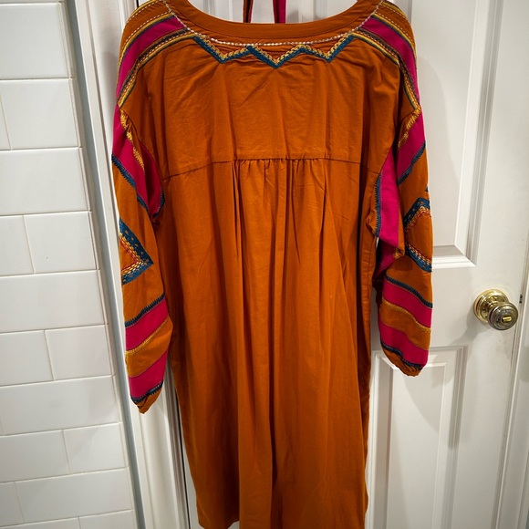 Anthropologie Stasiana Embroidered Tunic Boho Mini Long Sleeve Dress XL - Picture 7 of 12